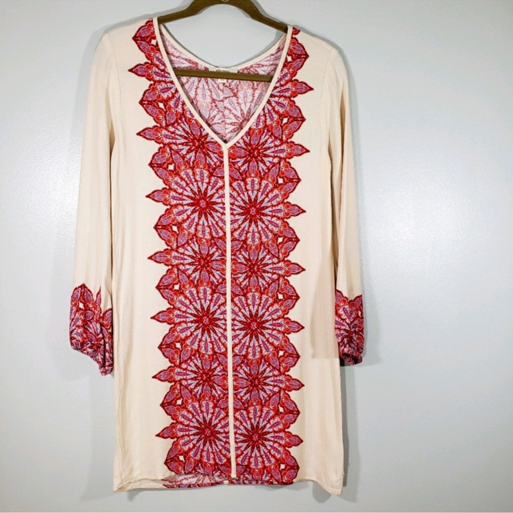 ELLA MOSS henna print long sleeve long top dress Anthropologie Modcloth XS $188